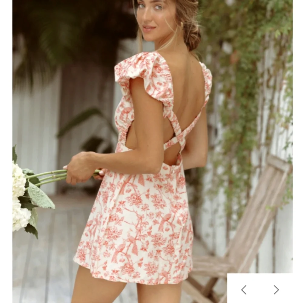 Krewe Du Q Rhodes Floral Mini Dress Tea Party Cocktail Coquette Puff Sleeve - Picture 1 of 8